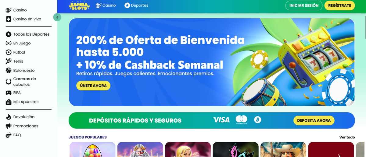 Mejor casino online Colombia Samba Slots